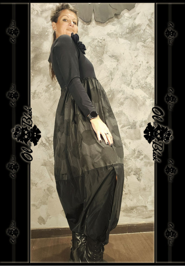 VESTIDO LARGO MANGA LARGA 2 TEXTURAS