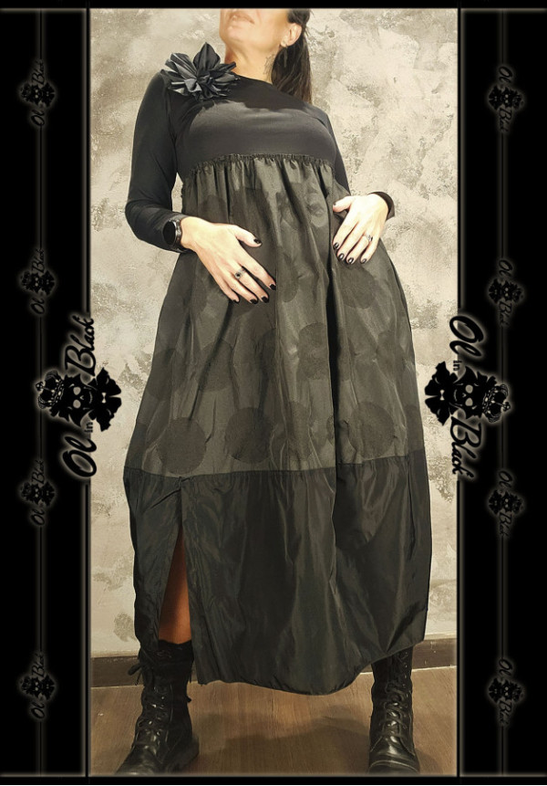 VESTIDO LARGO MANGA LARGA 2 TEXTURAS