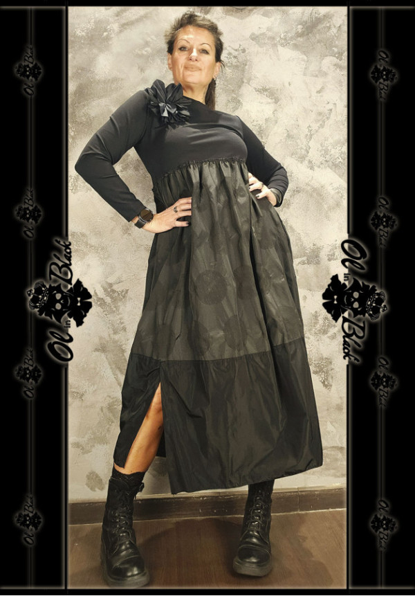 VESTIDO LARGO MANGA LARGA 2 TEXTURAS