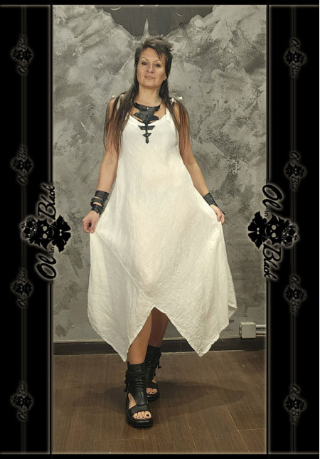 VESTIDO LARGO DE LINO ASIMÉTRICO. TU