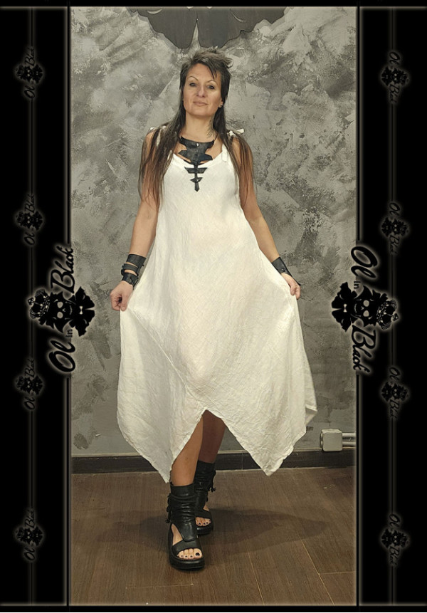 VESTIDO LARGO DE LINO ASIMÉTRICO. TU