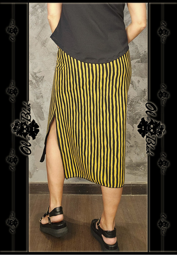 FALDA MIDI RAYAS AMARILLAS Y NEGRAS