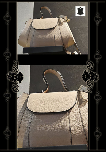 BOLSO PIEL GENUÍNA ROSA CROISSANT