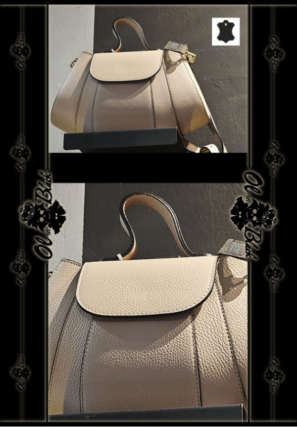 BOLSO PIEL GENUÍNA ROSA CROISSANT