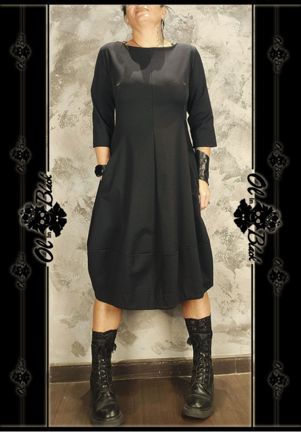 VESTIDO DE ALGODON, MEDIA MANGA Y CUELLO REDONDO