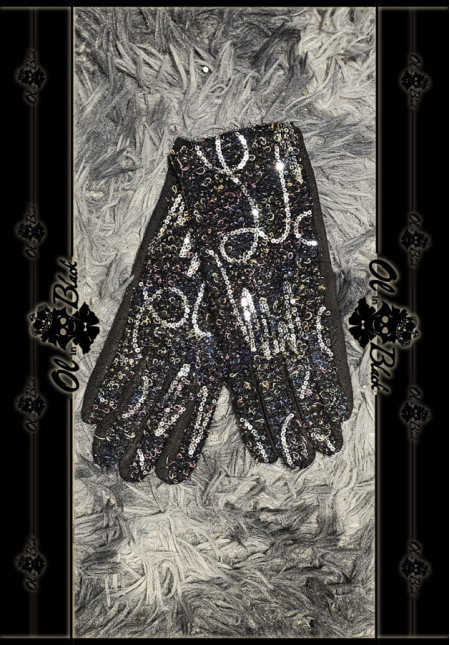 GUANTES NEGROS LENTEJUELAS