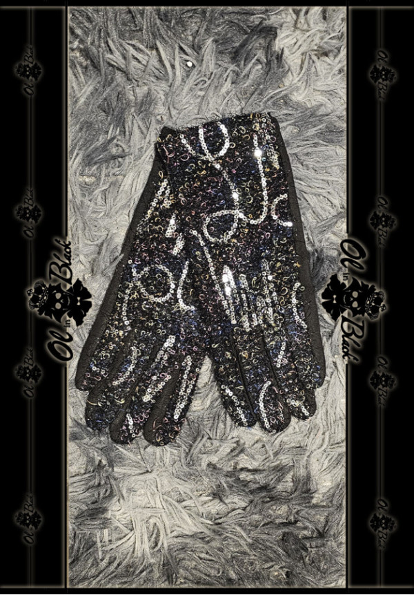 GUANTES NEGROS LENTEJUELAS