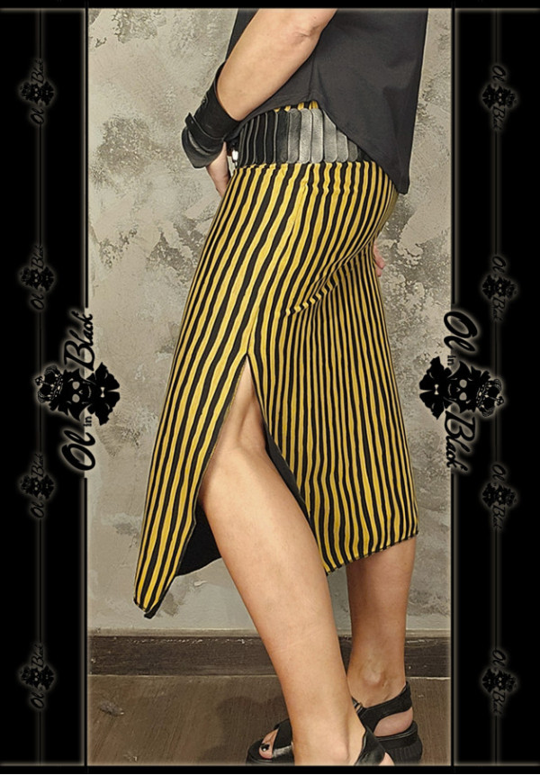 FALDA MIDI RAYAS AMARILLAS Y NEGRAS