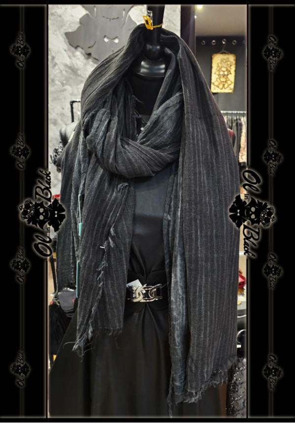 BUFANDA ALGODÓN RAYAS NEGRA