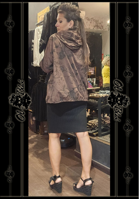 CHAQUETA FLORAL ALGODÓN MARRÓN TU