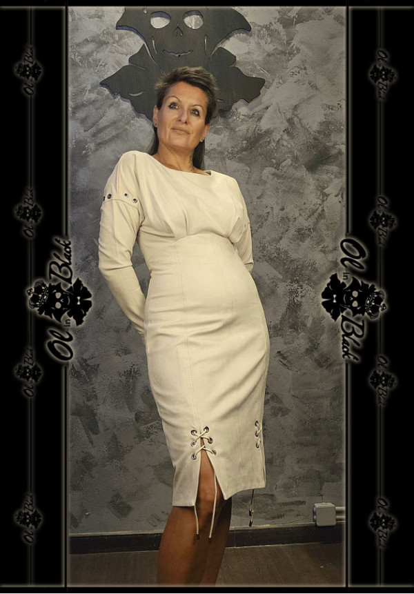 VESTIDO MIDI BLANCO DETALLES
