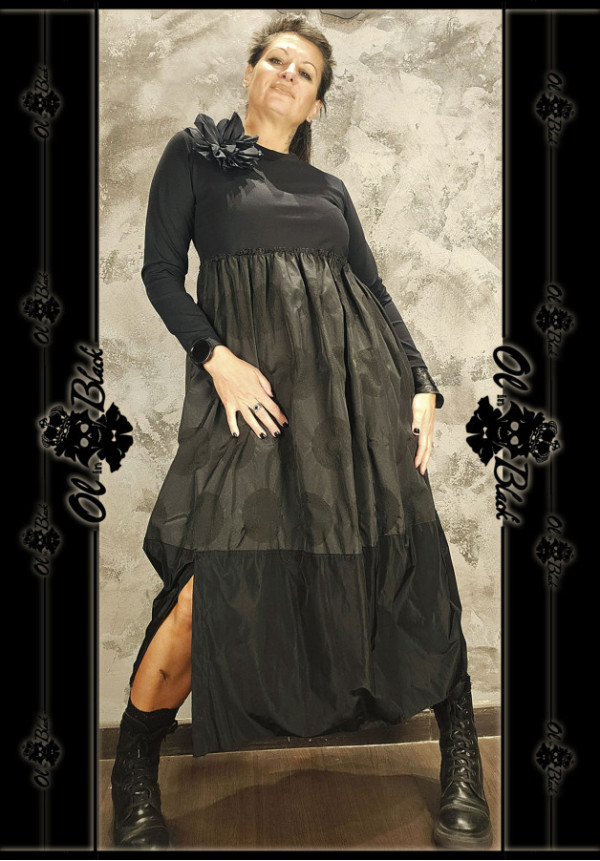 VESTIDO LARGO MANGA LARGA 2 TEXTURAS