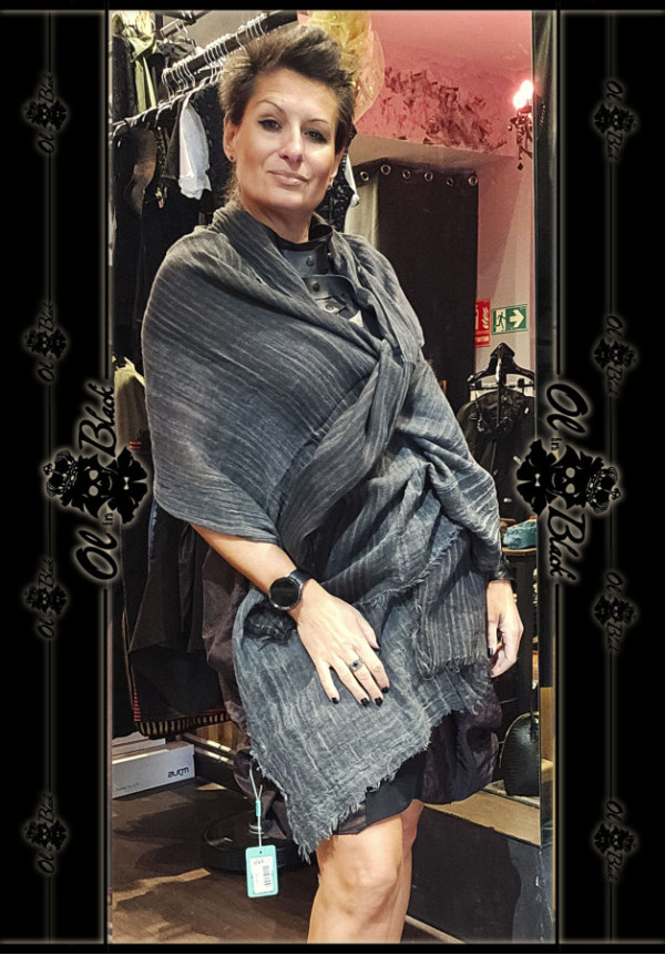 BUFANDA ALGODÓN RAYAS NEGRA