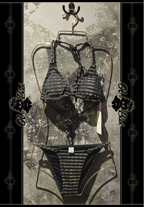 BIKINI RAYAS NEGRAS Y DORADAS