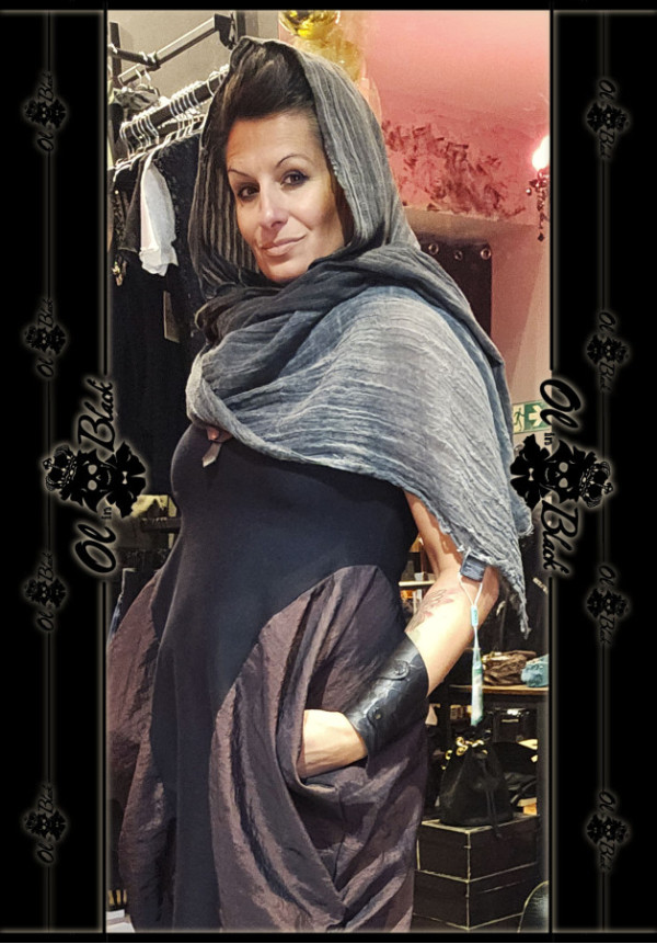 BUFANDA ALGODÓN RAYAS NEGRA