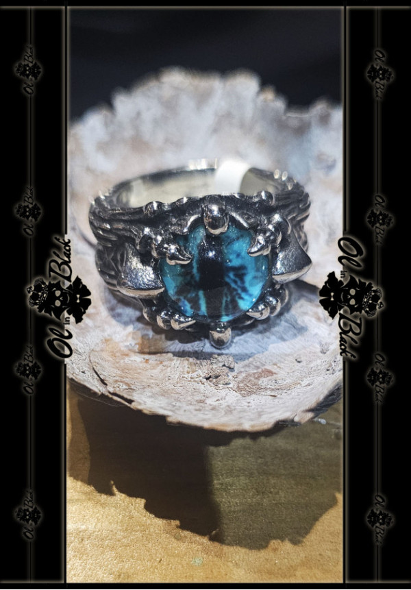 ANILLO OJO CIRCONITA AZUL T11