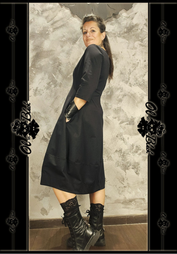 VESTIDO DE ALGODON, MEDIA MANGA Y CUELLO REDONDO