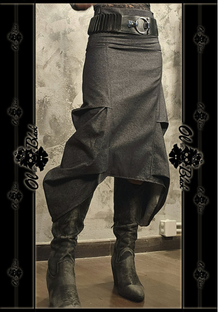 FALDA LATERALES DRAPEADOS  DENIM