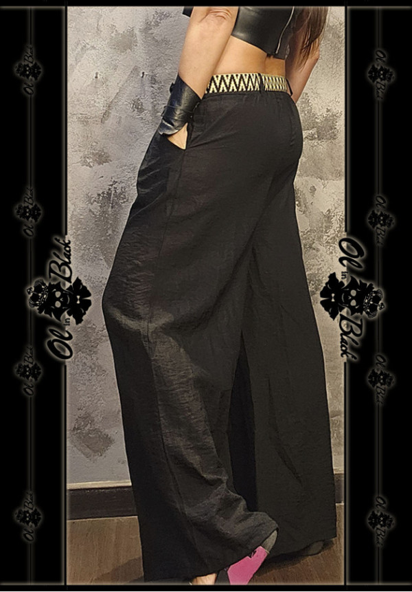PANTALON ANCHO NEGRO CON CINTURON