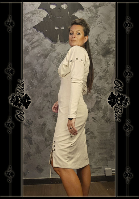 VESTIDO MIDI BLANCO DETALLES