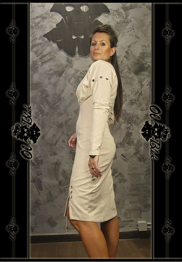 VESTIDO MIDI BLANCO DETALLES