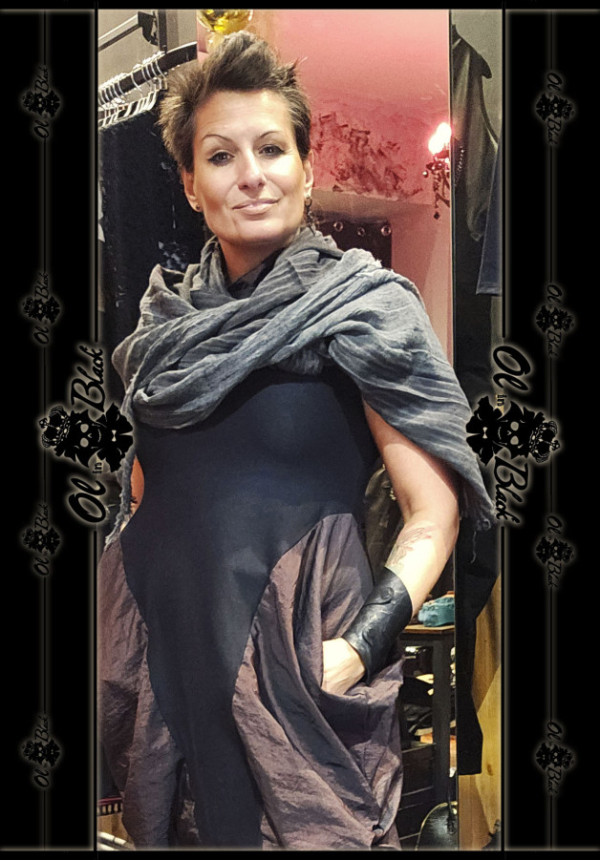 BUFANDA ALGODÓN RAYAS NEGRA