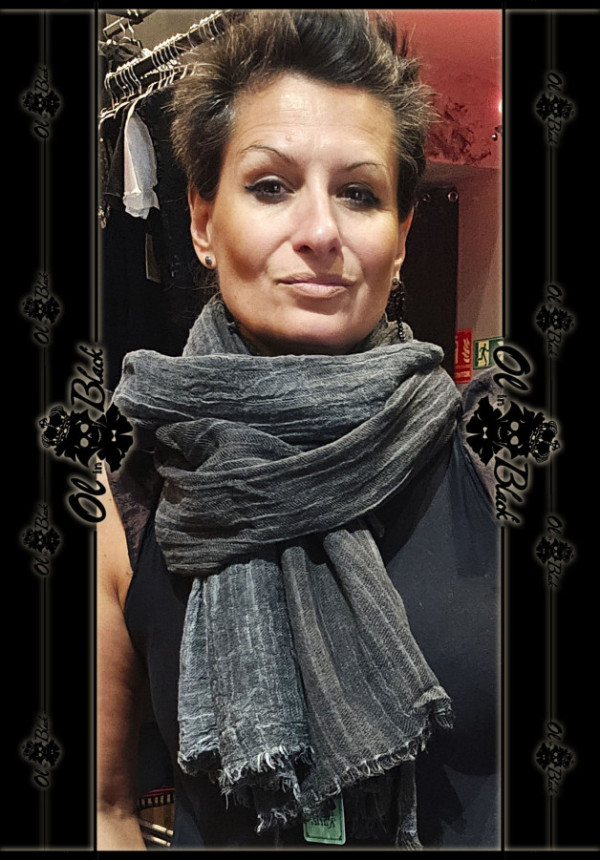 BUFANDA ALGODÓN RAYAS NEGRA