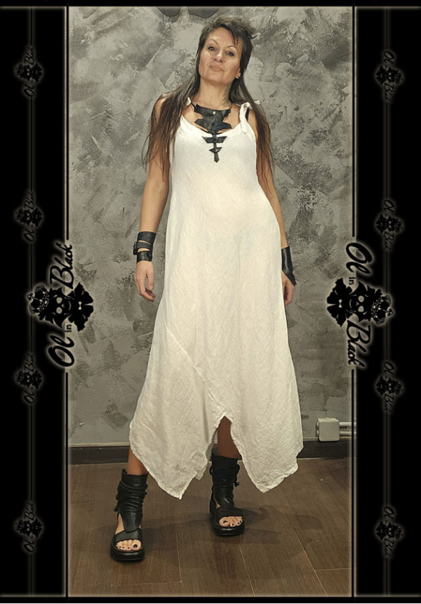 VESTIDO LARGO DE LINO ASIMÉTRICO. TU