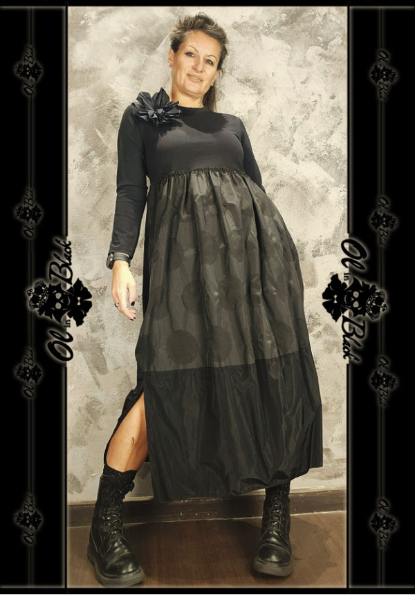 VESTIDO LARGO MANGA LARGA 2 TEXTURAS