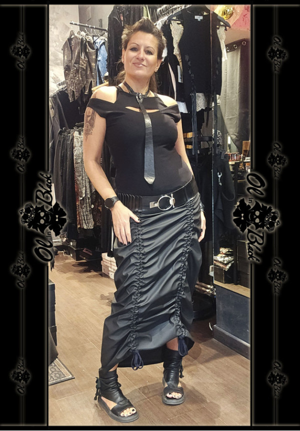 FALDA LARGA DRAPEADA IMPERMEABLE EFECTO PIEL