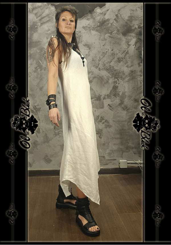 VESTIDO LARGO DE LINO ASIMÉTRICO. TU