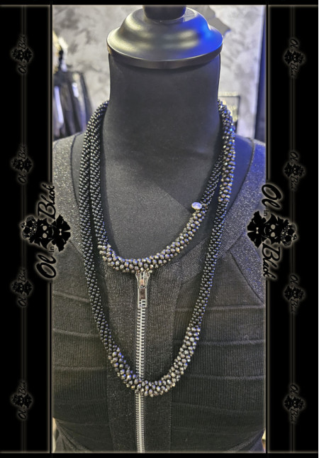 COLLAR BICOLOR CRISTALES FACETADOS