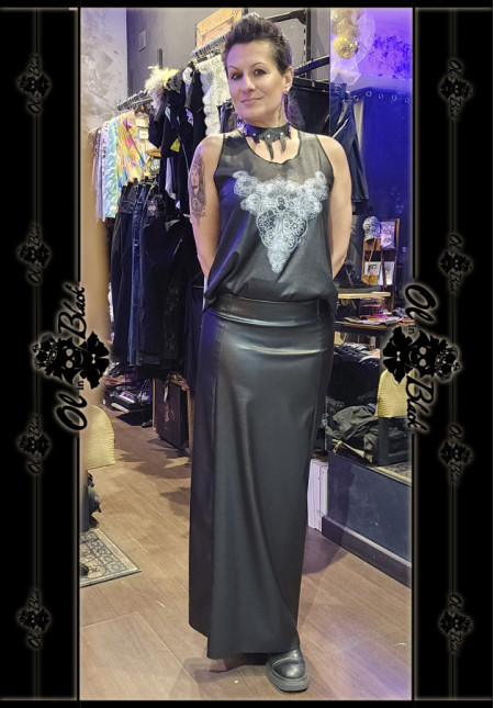 FALDA VUELO LARGA POLIPIEL