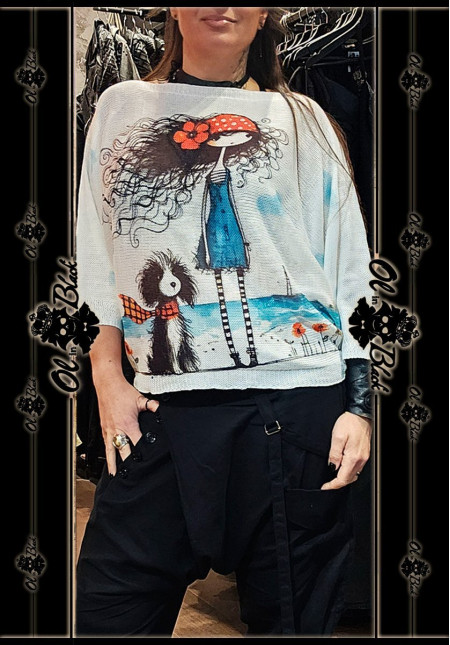 JERSEY FINO MANGA FRANCESA NIÑA Y PERRITO