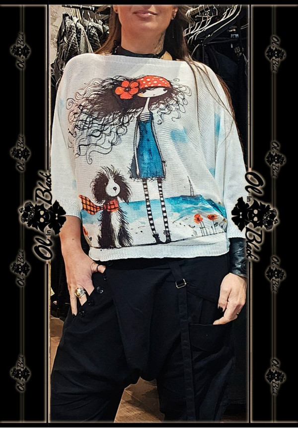 JERSEY FINO MANGA FRANCESA NIÑA Y PERRITO