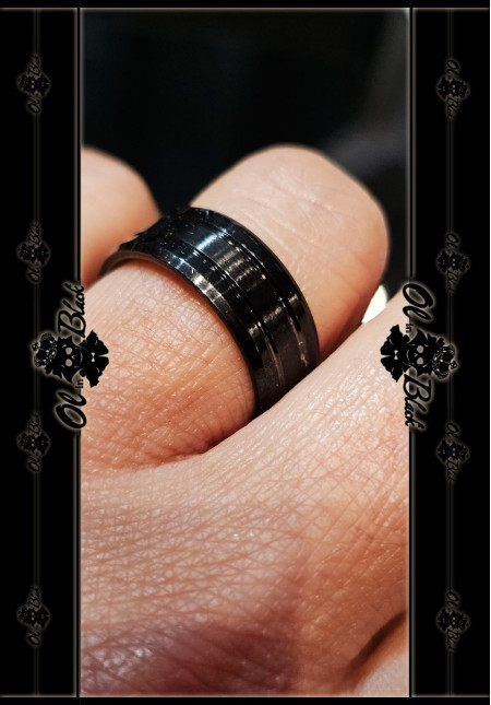 ANILLO NEGRO AC. INOX. 2 LINEAS