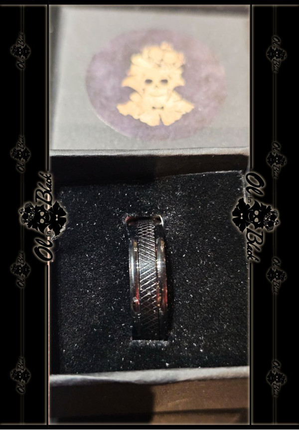 ANILLO NEGRO AC. INOX. ZIGZAG