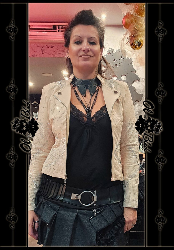 CHAQUETA STRASS BEIGE