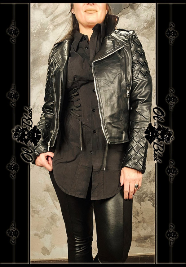 CAZADORA POLIPIEL TRENZADA MANGA