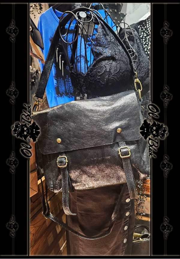 BOLSO DE CUERO GENUÍNO METALIZADO