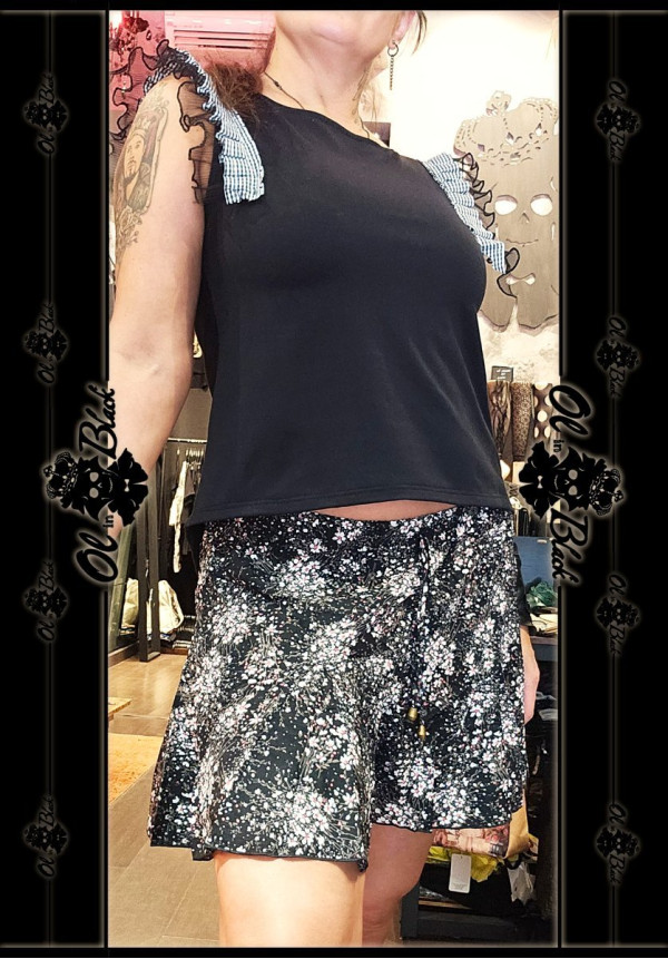 MINI FALDA PANTALÓN ESTAMPADO NEGRA