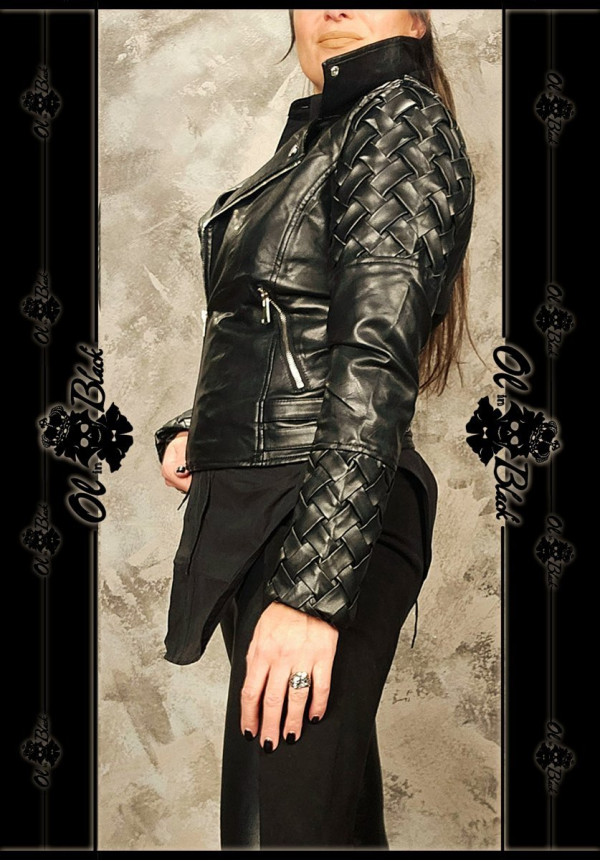 CAZADORA POLIPIEL TRENZADA MANGA