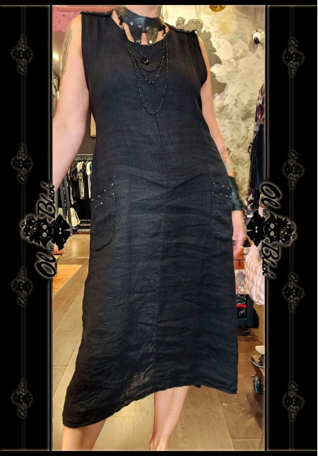 VESTIDO LINO CON TACHAS