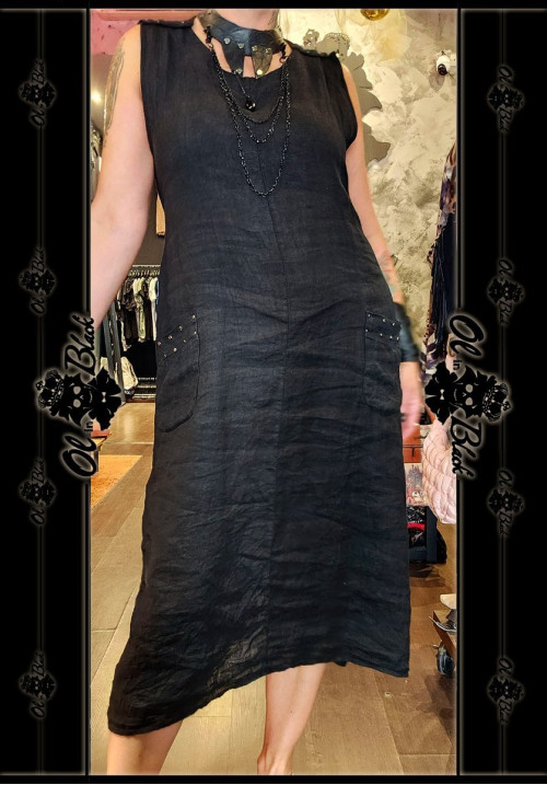 VESTIDO LINO CON TACHAS