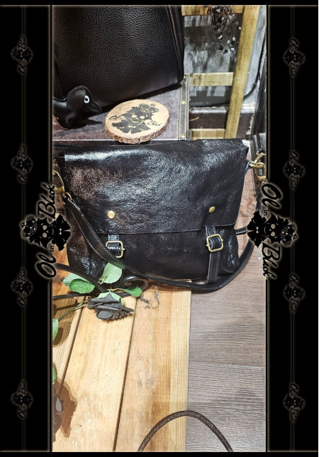 BOLSO DE CUERO GENUÍNO METALIZADO