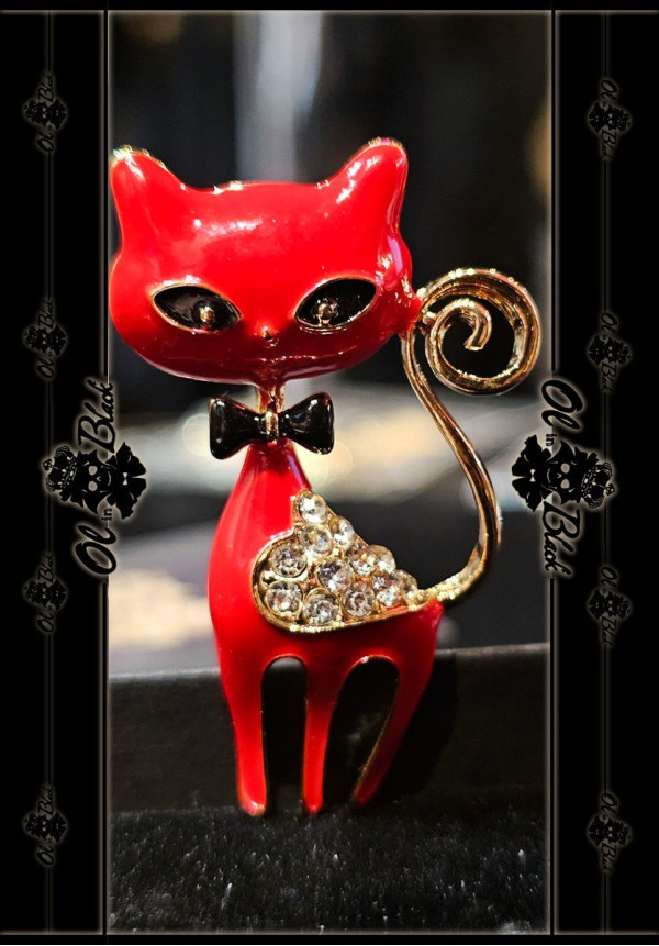 BROCHE GATO ROJO