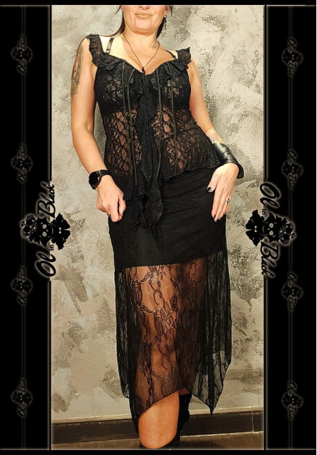 FALDA MIDI ENCAJE TU