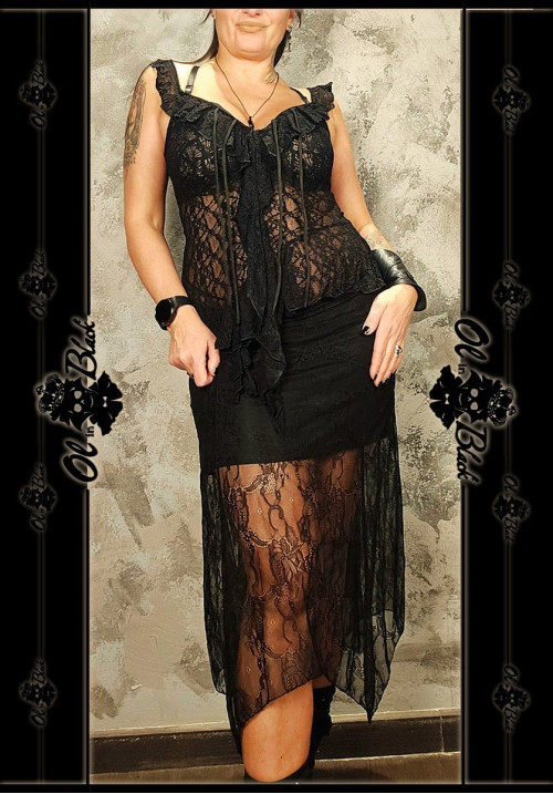 FALDA MIDI ENCAJE TU