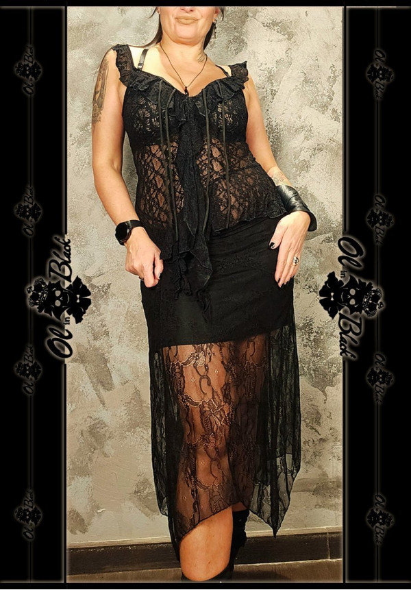 FALDA MIDI ENCAJE TU