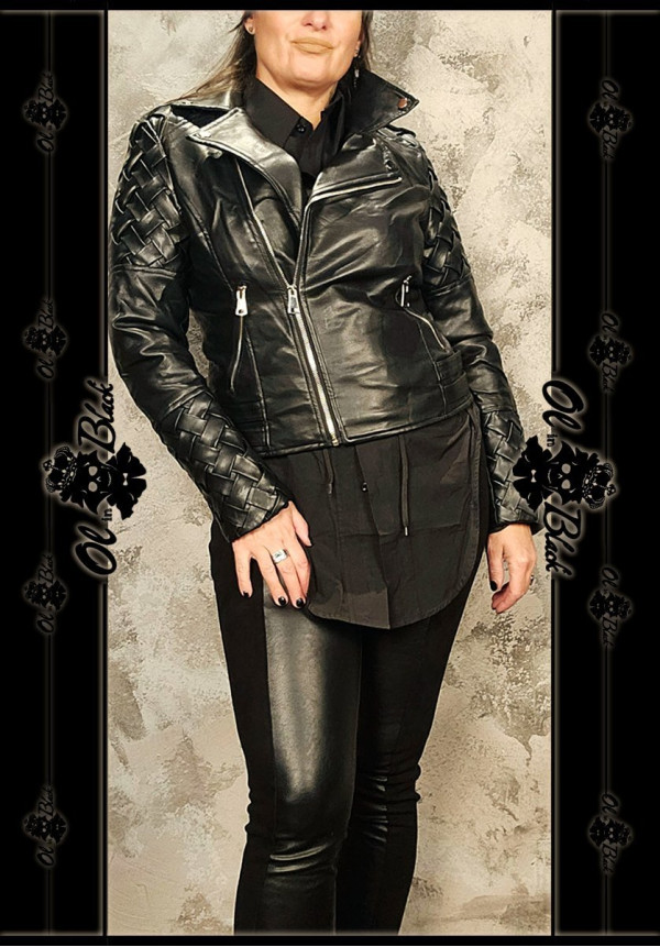 CAZADORA POLIPIEL TRENZADA MANGA